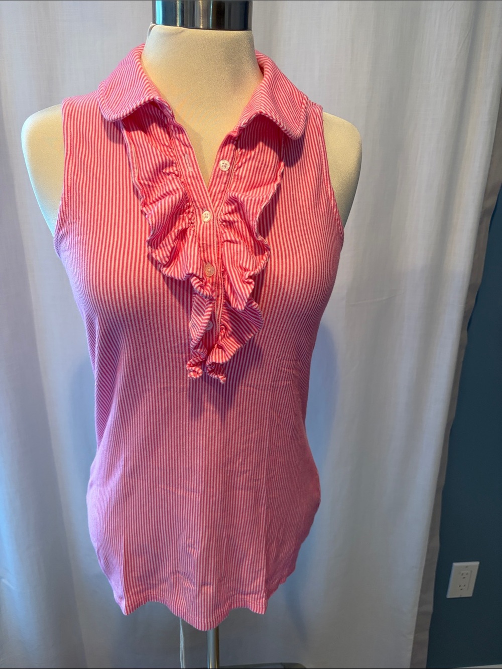 Lilly Pulitzer Pink Ruffle Polo Tank Top